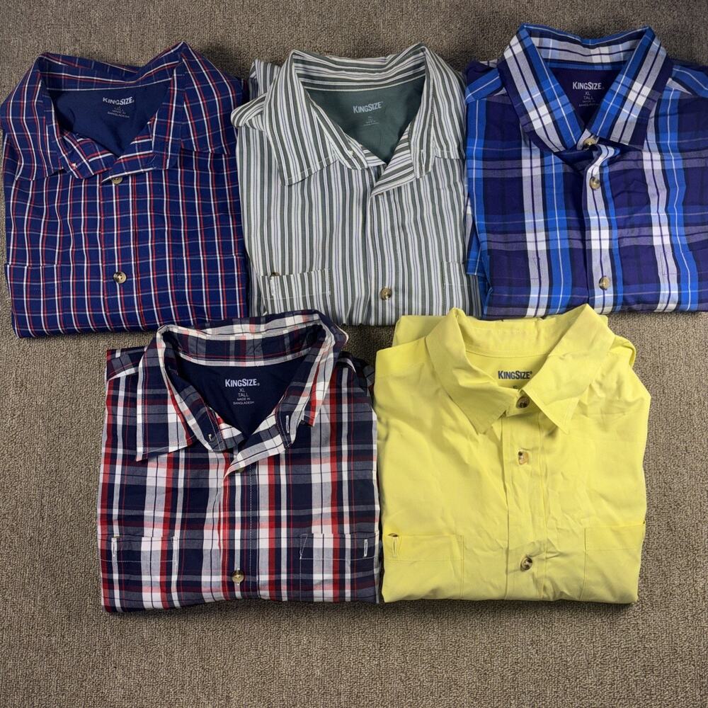 Men’s Button Up Short Sleeve Lot XLT 5 Shirts King Size Clean
